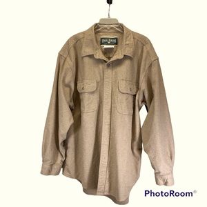 VTG Field & Stream Tan Cotton Flannel Chamois Long Sleeve Button Down Mens XXL